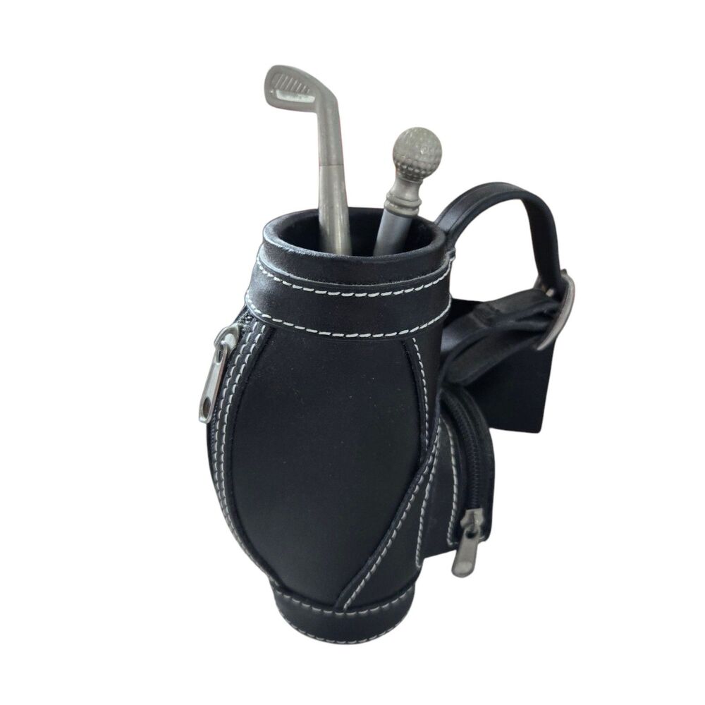 Mini Golf Bag Desk Caddy 2 Pens (not working) Pencil Holder Man Cave Office 5"